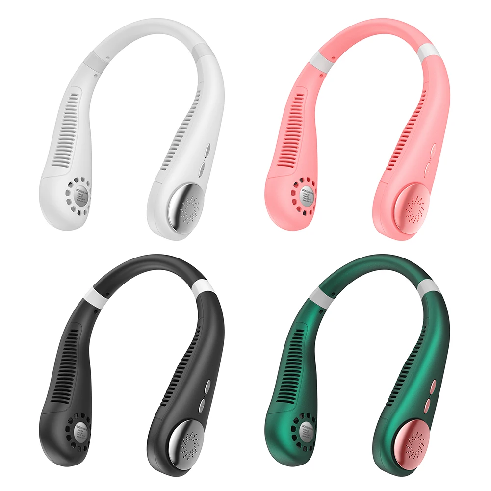 

Safety Leafless Electric Fan Outdoor Sports Travel Fan Mini Portable Fan USB Neck Hanging Silent Cooling Fan Portable Light