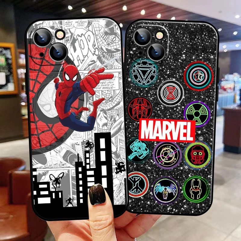

Spiderman Avengers Logo For Apple iPhone 13 12 11 Pro Mini X XR XS Max SE 5 6 6S 7 8 Plus Phone Case Back Carcasa Coque Soft