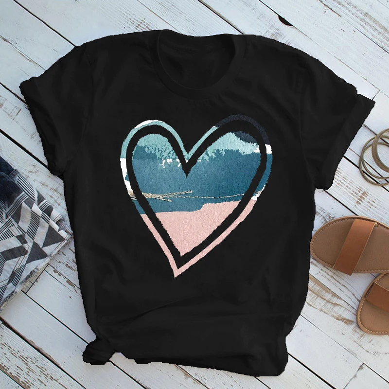 

Funny Print stripe Love Funny T Shirts Women Graphic Tees shirt femme Vintage White T-Shirt -Gift O-neck Tshirt Ladies Clothing