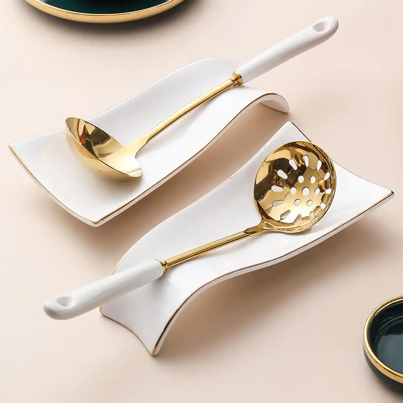 

Golden Rack Kitchen Hold Supplies Ceramic Shelf Light Shelf Household Kitchen Tableware Rack To Spoon Luxury Chopsticks Leaking