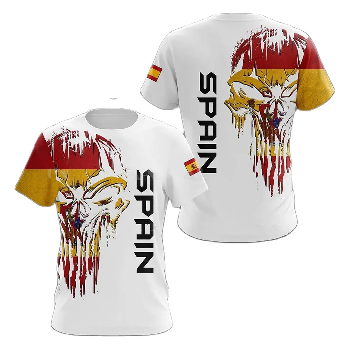 SPAIN Spain National Emblem Printed 3D Men's T-Shirt O-Neck Short Sleeve Fashion Cool Clothing Large Size Loose Shirt For Men