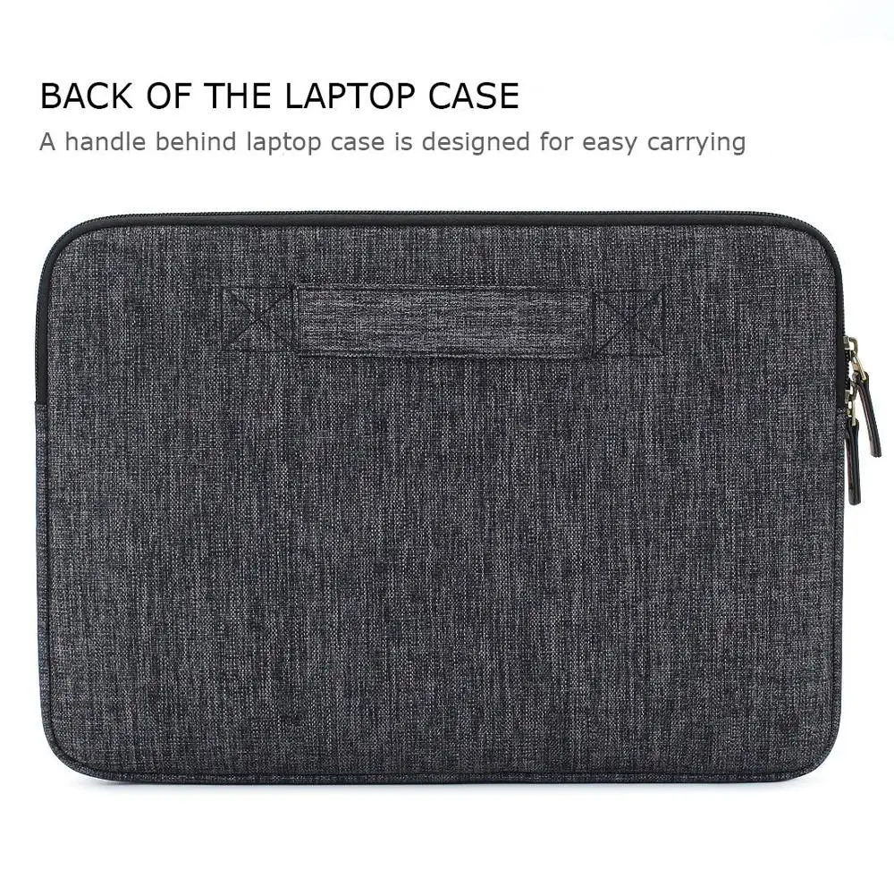 

10 11 13 14 15.6 Inch Waterproof Laptop Sleeve Canvas with Back Handle Case Bag Slim for Laptops Red Grey Dark Grey