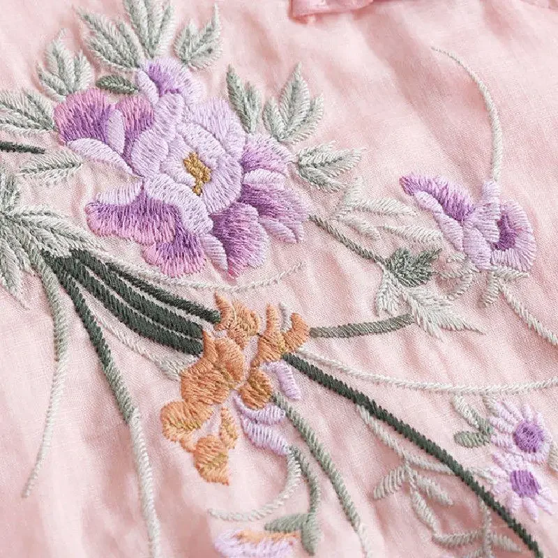 Женская рубашка из хлопка и льна с вышивкой в этническом стиле летнее новое