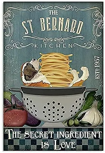 

Милые украшения, жестяные знаки, Большая еда из Св. Бернара, собака для кухни, для мамы, винтажное украшение для спальни, ванной комнаты