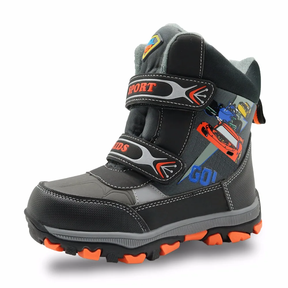 

Apakowa winter kids snow boots mid-calf bungee lacing waterproof boys boots boys sport shoes wollen lining kids causual shoes