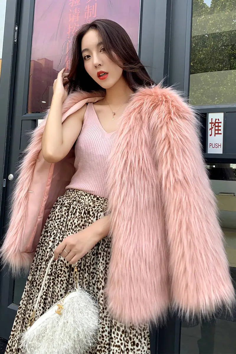 luxury women tops Winter Thicken Warm Fox Fur Coat Female Long Sleeve Solid Jackets Autumn Office Lady Elegant Faux Fur Coats
