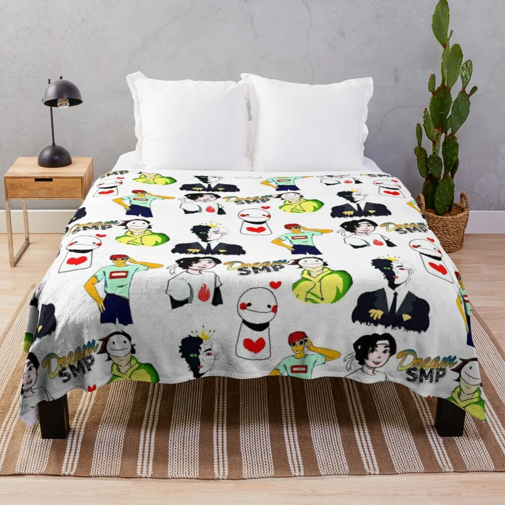 

Dream Smp Cartoon - Dream SMP Lovers Throw Blanket Blanket For Decorative Sofa