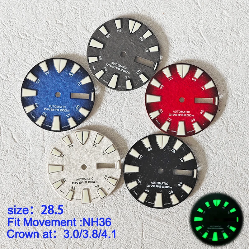 Фото Циферблат мужских часов диаметром 28,5 мм, подходит для SKX 007 SKX 009 6105 SRPD Tuna Monster Turtle, подходит для японского механизма NH35/NH36. №1