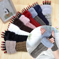 fashion women gloves stylish hand warm winter half finger mitten ladies faux wool crochet knitted wrist warmer fingerless gloves