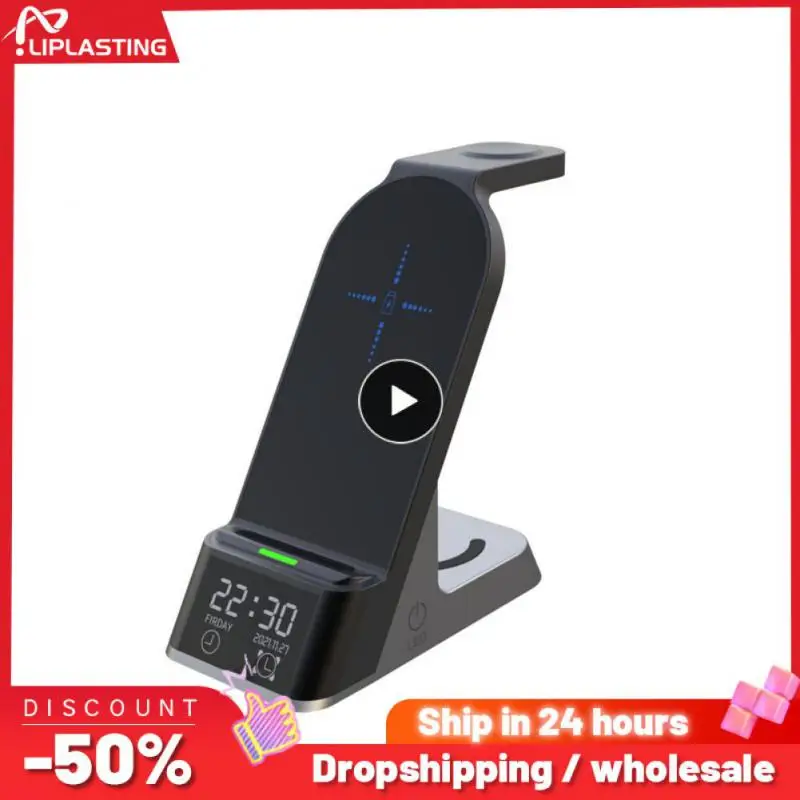 

Alarm Function Watch Charging Station Touch Control Mobile Phone Charger 6-in-1 Led Digital Display Wireless Charger Stand Pad