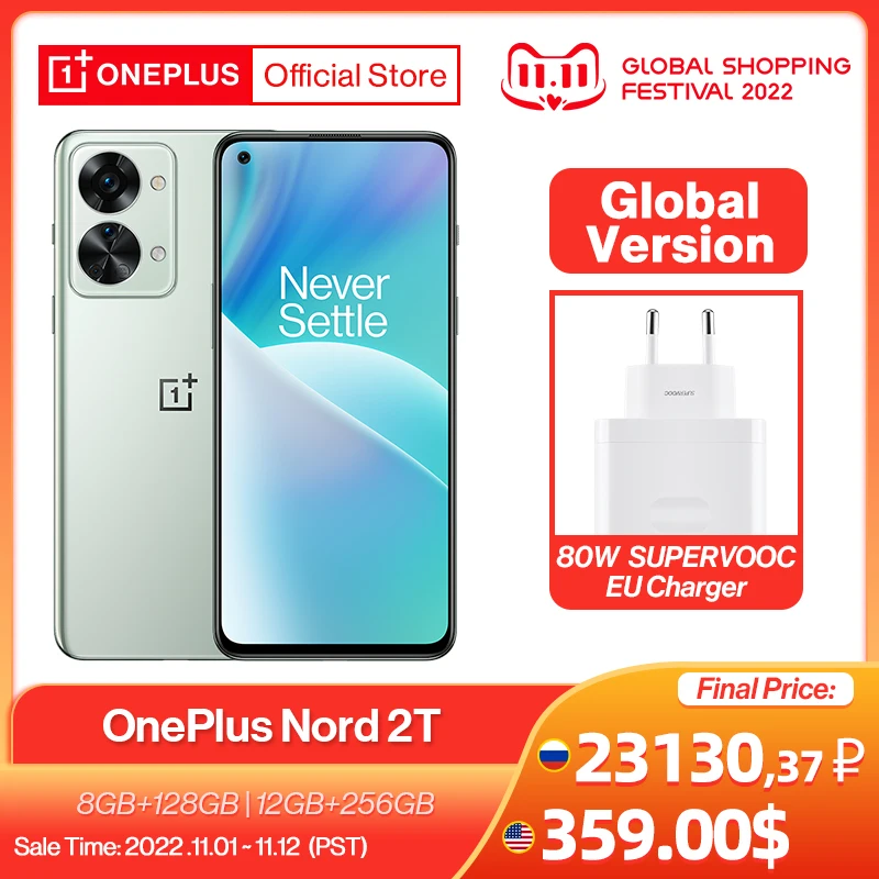 Kup New Arrival OnePlus Nord 2T MTK Dimensity 1300 5G Smartfony 8GB 128GB Telefon Komórkowy 80W Szybkie ładowanie 90Hz AMOLED Android