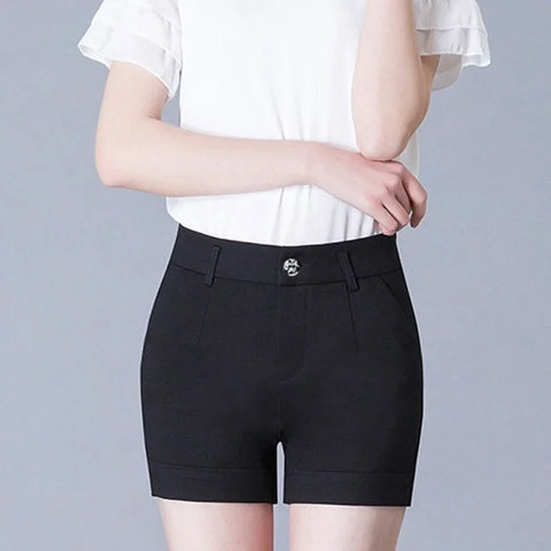 

Women's Summer New Slim Fit Casual Solid Color Straight Shorts Female Oversized Elegant High-waisted Shorts Office Lady Workwear