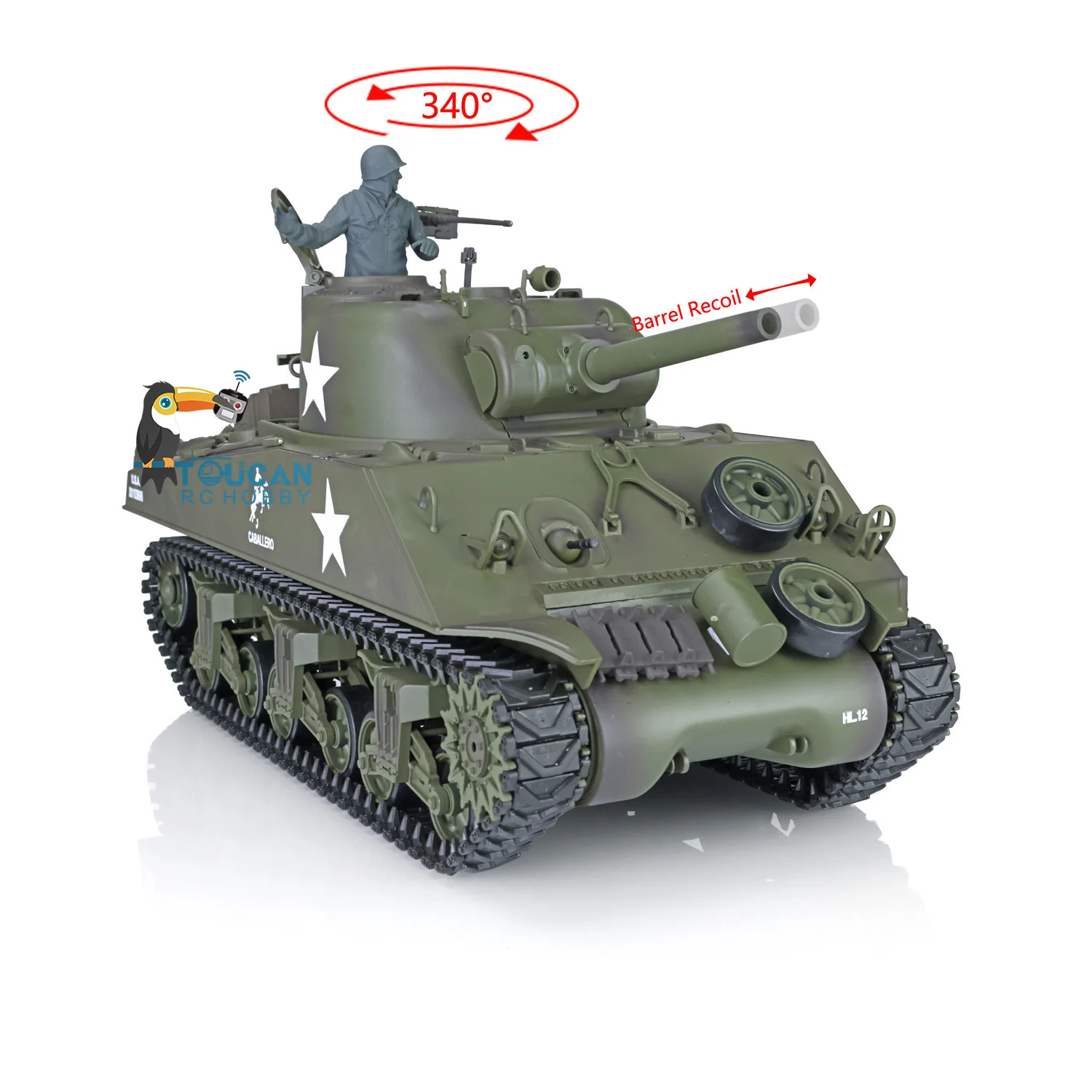 

2.4G Henglong 1/16 7.0 Plastic M4A3 Sherman RTR RC Tank Model 3898 Barrel Recoil Battle Against TH17666-SMT7