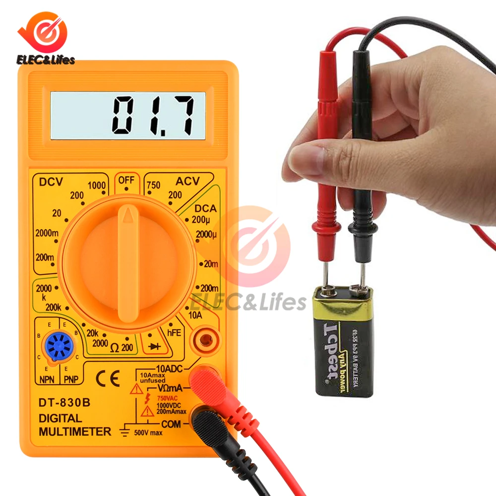 

LCD Digital Multimeter DT-830B Electric Voltmeter Ammeter Ohm Tester AC/DC 750/1000V Amp Volt Ohm Tester Meter