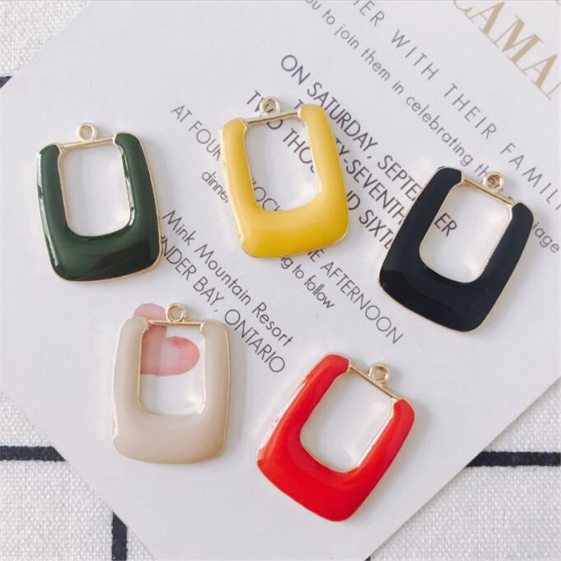 

10pcs/lot new creative drip square charms pendant connectors for diy earrings jewelry making findings accessories