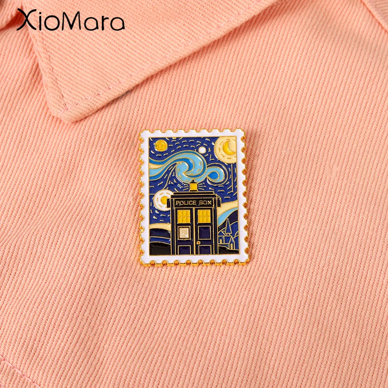 

Night Sky Oil Painting Art Enamel Pin Sunflower Badges On Backpack Clothes Buttons Lapel Pins Women Brooch Jewelry Gifts