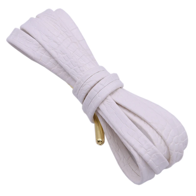 Coolstring 7MM Shoe Accessory Plain White Leather Lace Buckle Charm Durable Tape Snake Skin Texture Office PU Cordon 30Pairs/lot