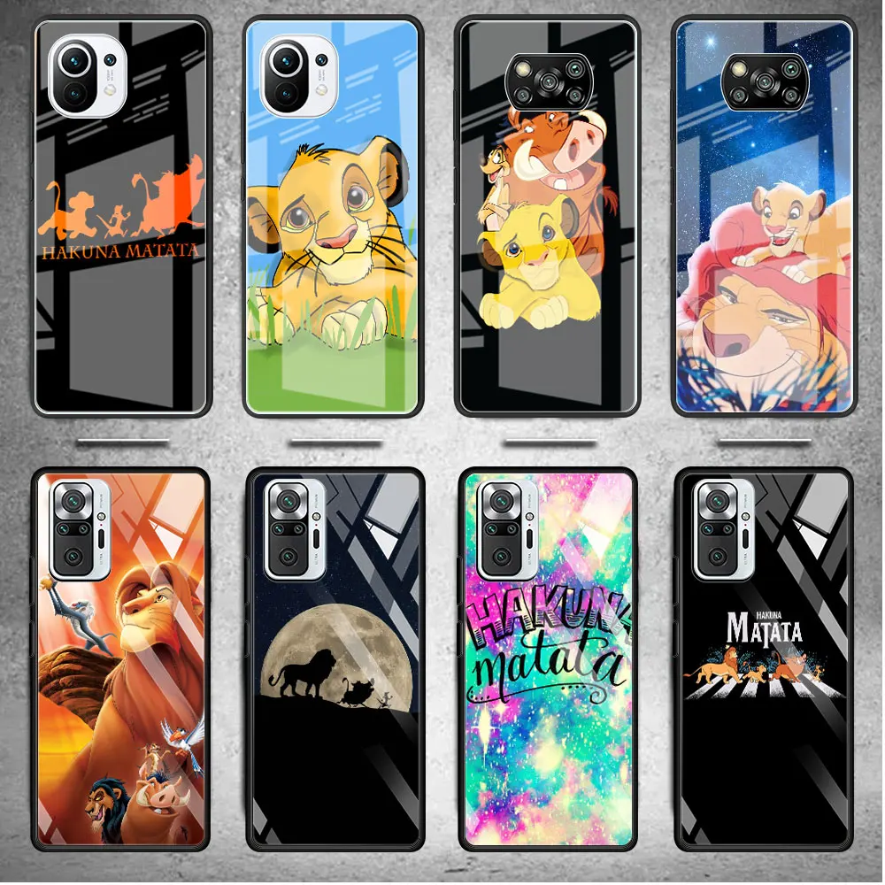 

Cartoon The Lion King Glass Case For Xiaomi Mi Poco X3 NFC M3 F3 Phone Cover For Redmi Note 11 10 9 8 Pro 9S 11T 9A 9C 9T 10T
