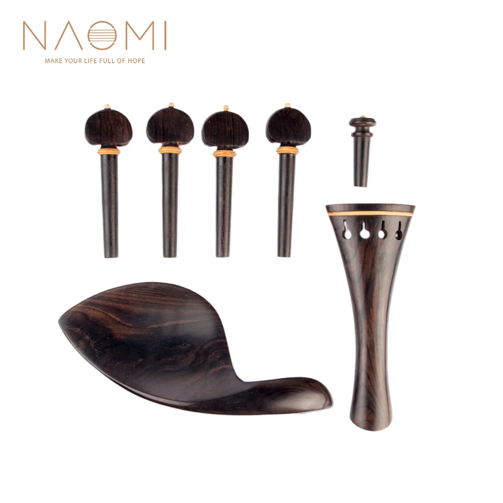 

NAOMI Hill Style Ebony Violin Parts 4/4 Tailpiece +Turning Pegs+Endpin+Chinrest Ebony Wood Violin Fiddle Violin Parts
