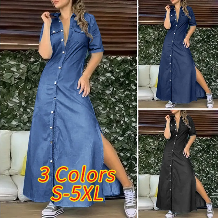 

Spring/Summer 2023 Women's Denim Dress Solid Dress