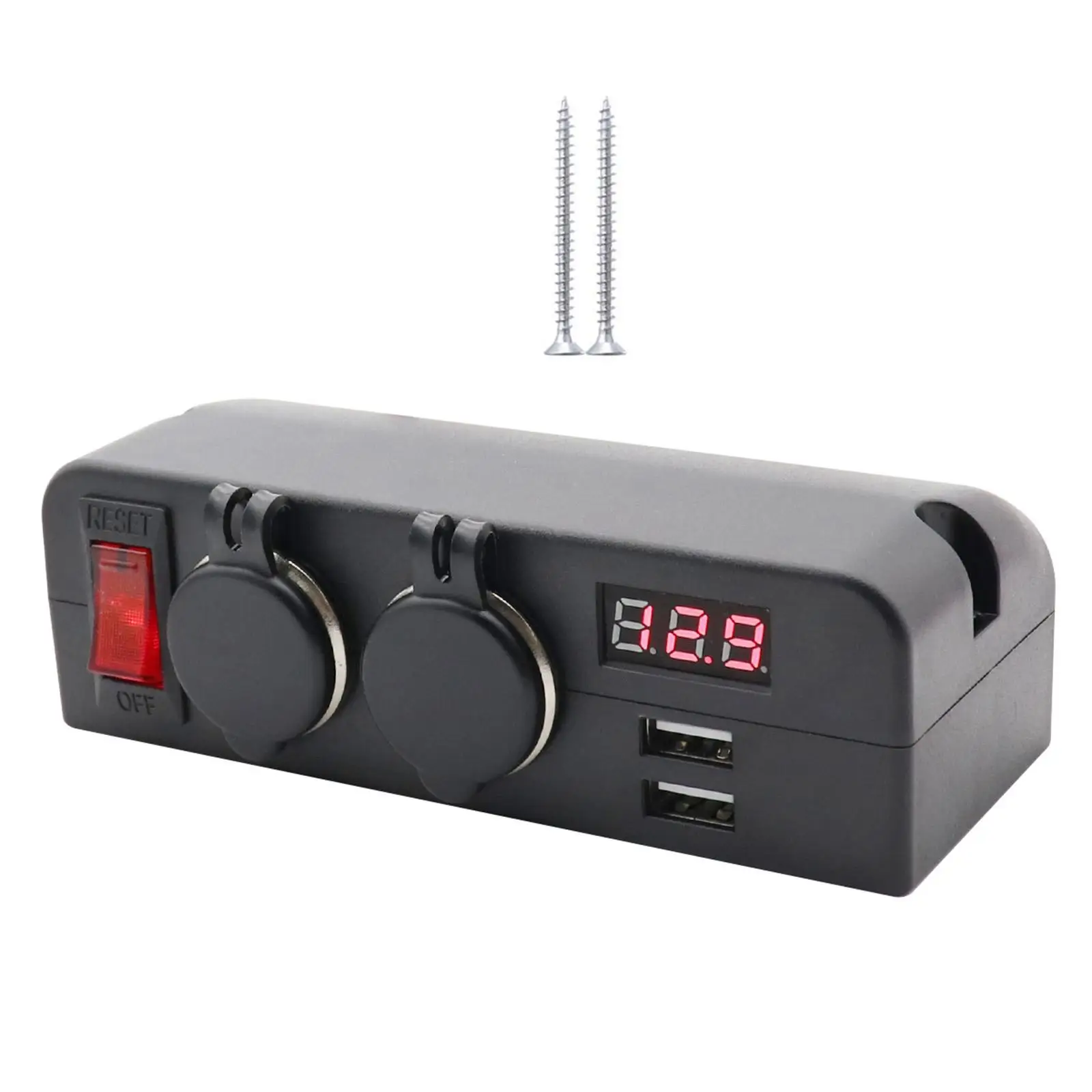 

12V/24V Car Charger Socket Panel Dual USB 2 Lighter Outlet