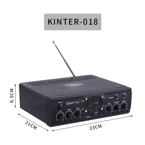KINTER-018 усилитель звука, 12 В/100-240 В HiFi стерео 2-канальный усилитель мощности, усилитель высоких басов с USB SD Bluetooth FM
