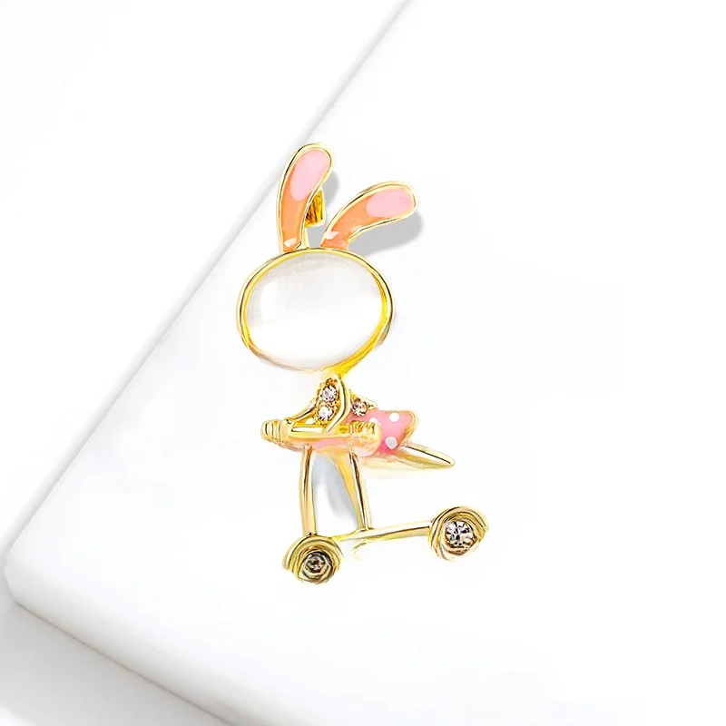 Ailige Изящная брошь Милый кролик Скейтборд Животное Корсаж Булавка Одежда