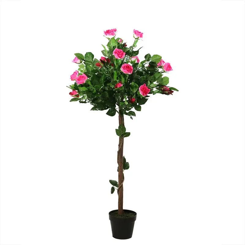 

49.5" Potted White and Pink Artificial Rose Garden Tree
