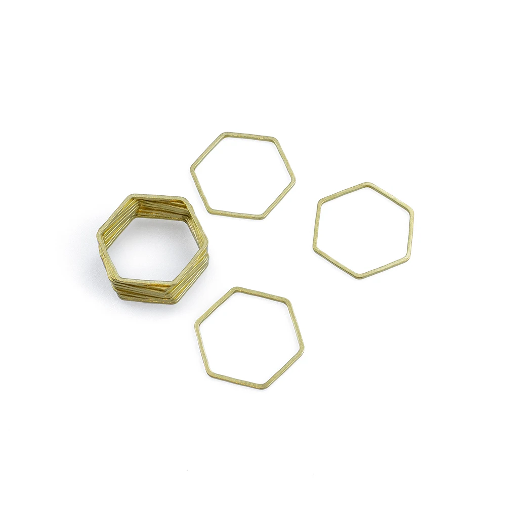 

10pcs Raw Brass Connectors Hexagon Resin Frame Mold Circle Links For DIY Handmade Earring Making Jewelry Components Wholesale