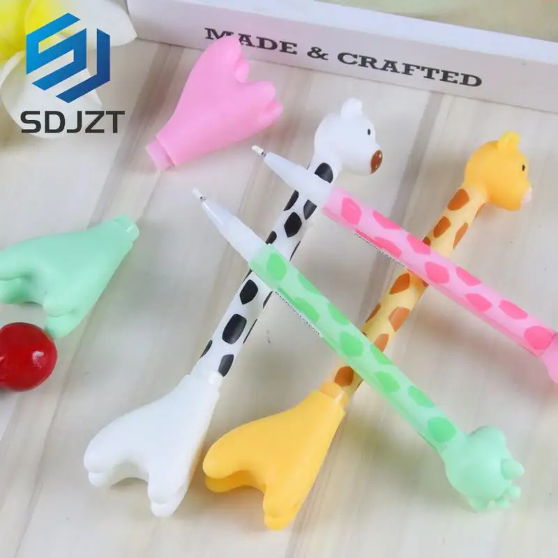 

1pc 0.5mm Black Refill Signature Pens Creative Cartoon Cute Giraffe Standable Gel Pen School Office Supplies For Children's Gift