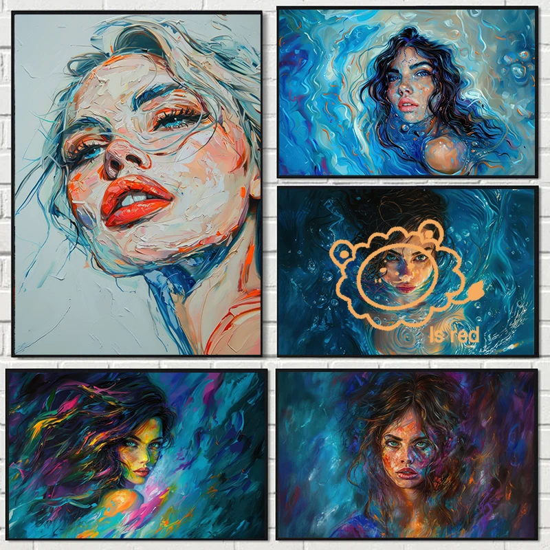 Женское искусственное лицо женщины абстрактная девушка Midjourney холст печать на
