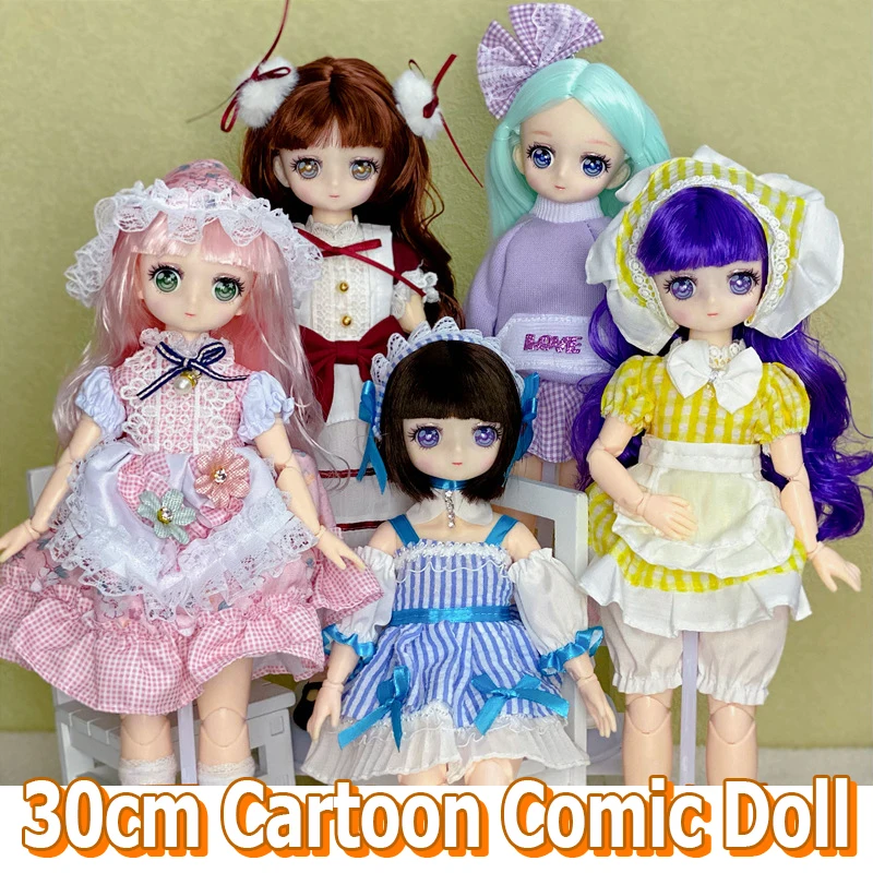 

Новинка, шарнирная кукла 30 см Bjd 1/6 с двухмерным комиксом и лицом, шарнирная трехмерная кукла с цветными глазами, наряд без одежды для девочек...