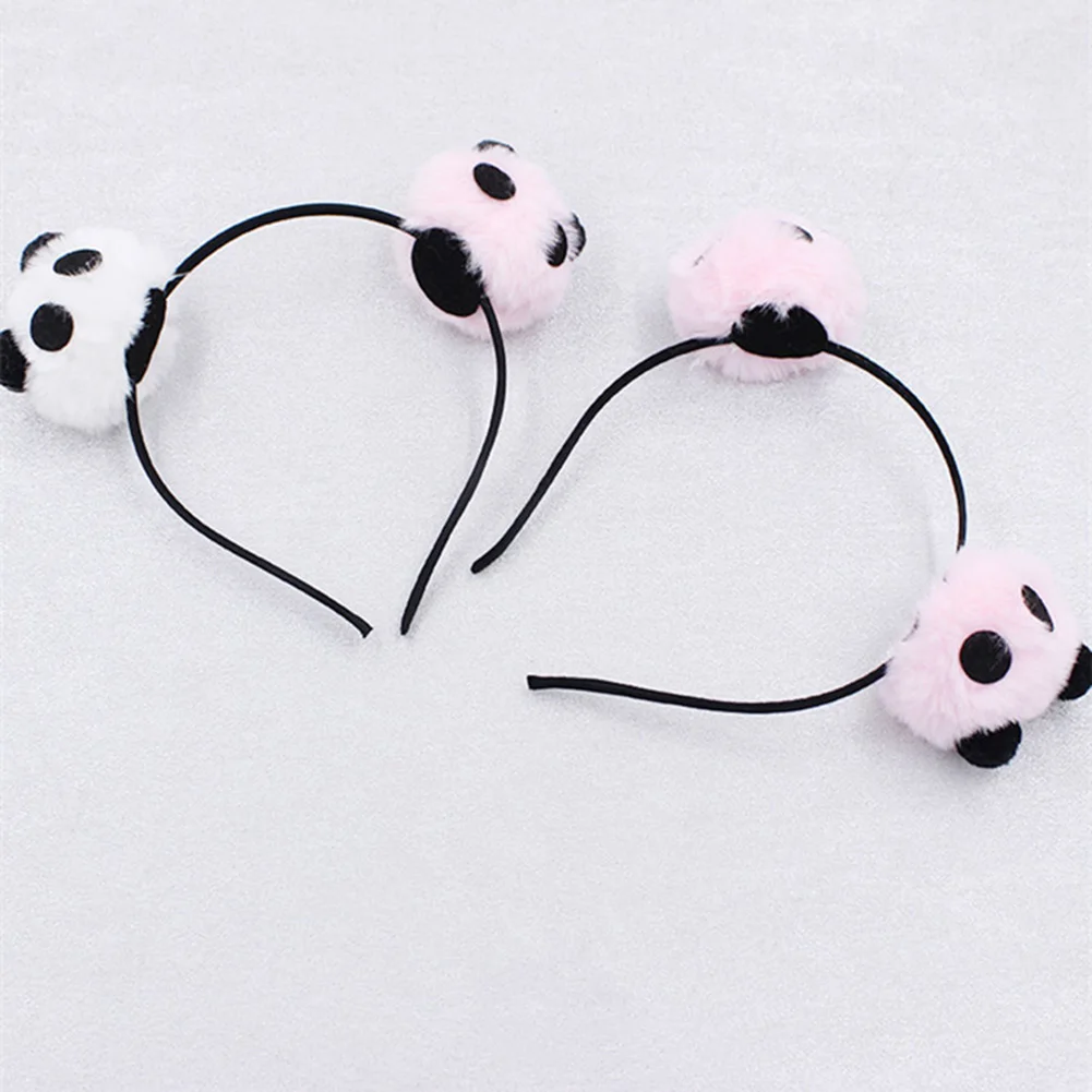 2022 милые однотонные уши панды повязки для волос девочек Дети красочные пушистые