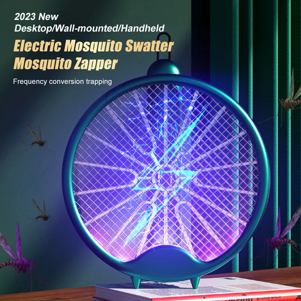 

2 In 1 Mosquito Zapper Racket Rechargeable 3000V Electric Fly Swatter with Mosquito Lamp Manual&Auto Mode for Indoor Outdoor