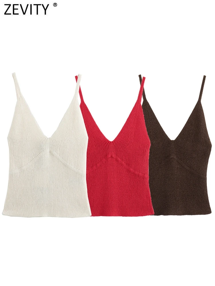 Zevity женский шикарный сексуальный трикотажный Тонкий Топ на бретельках с