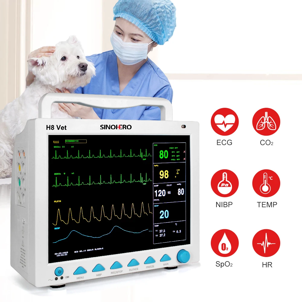 

SINOHERO H8 монитор пациента, многопараметрический медицинский аппарат SPO2/ECG/PR/NIBP Ekg, пульсометр ECG для людей