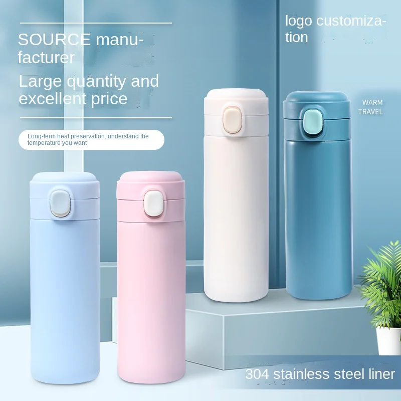 

Modern and simple 304 stainless steel pea cup portable pop-up lid straight mini water cup student cute insulation cup