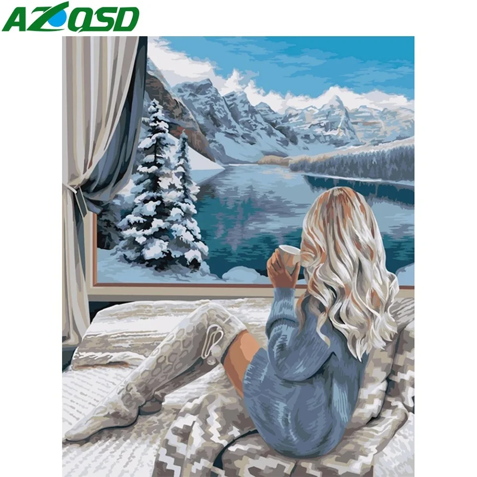 

AZQSD Painting By Number Woman Living Room Decoration Oil Painting By Number For Children Portrait Home Wall Art Canvas Painting