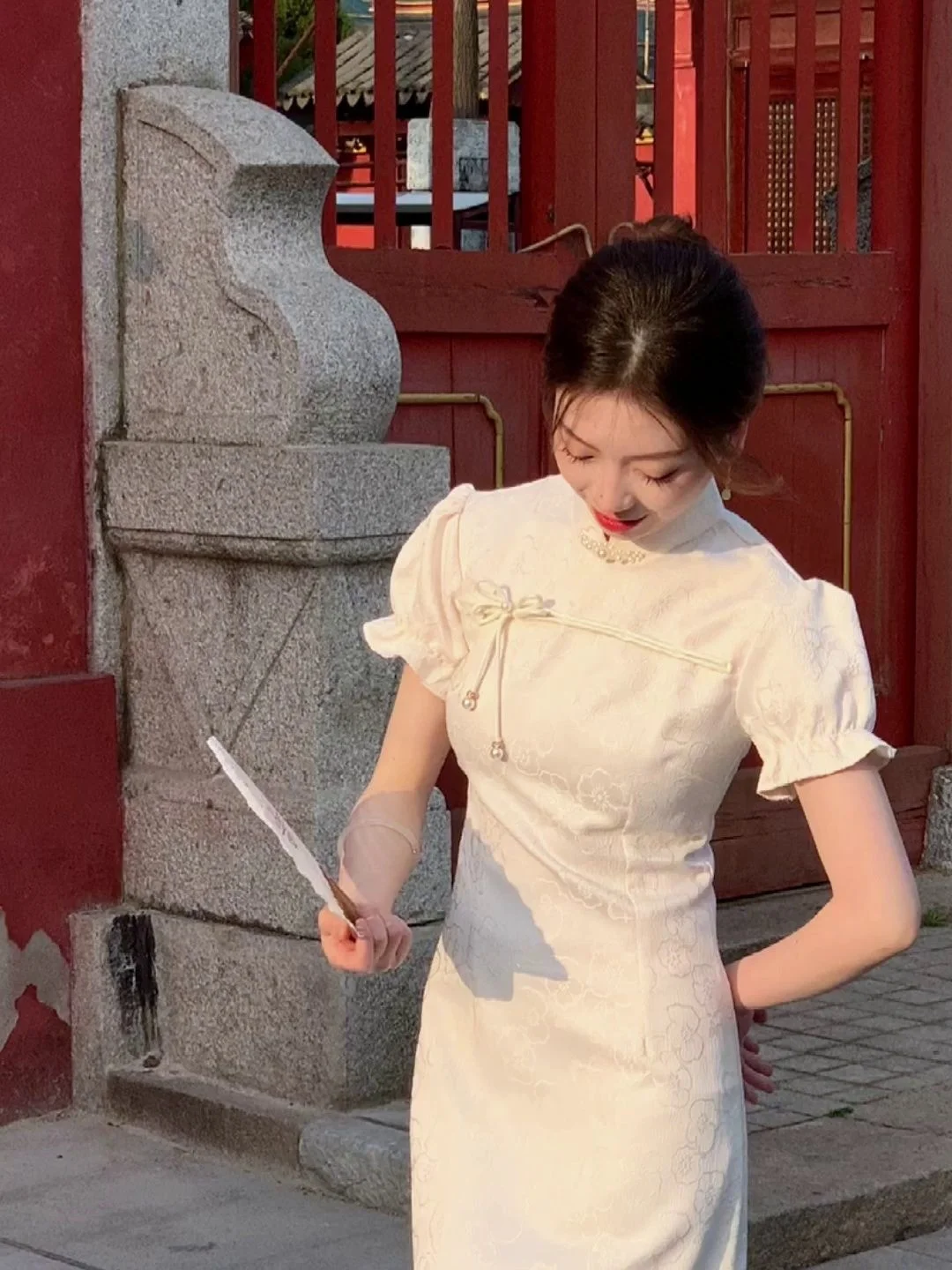 Женское Короткое платье-Ципао новое летнее жаккардовое модифицированное платье