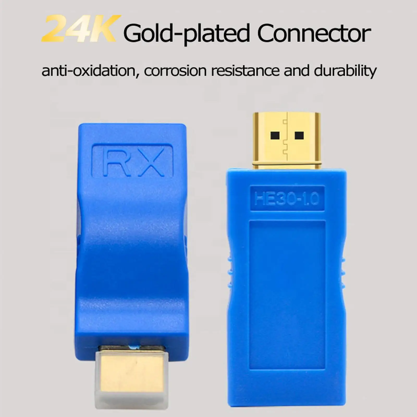 Фото Комплект из 2-х HDMI-RJ45 адаптеров для передачи данных по Ethernet, 30 м, без потерь, однокабельный удлинитель HDMI-RJ45 Cat5e/6, конвертер HDMI в RJ45 для HDTV STB №4