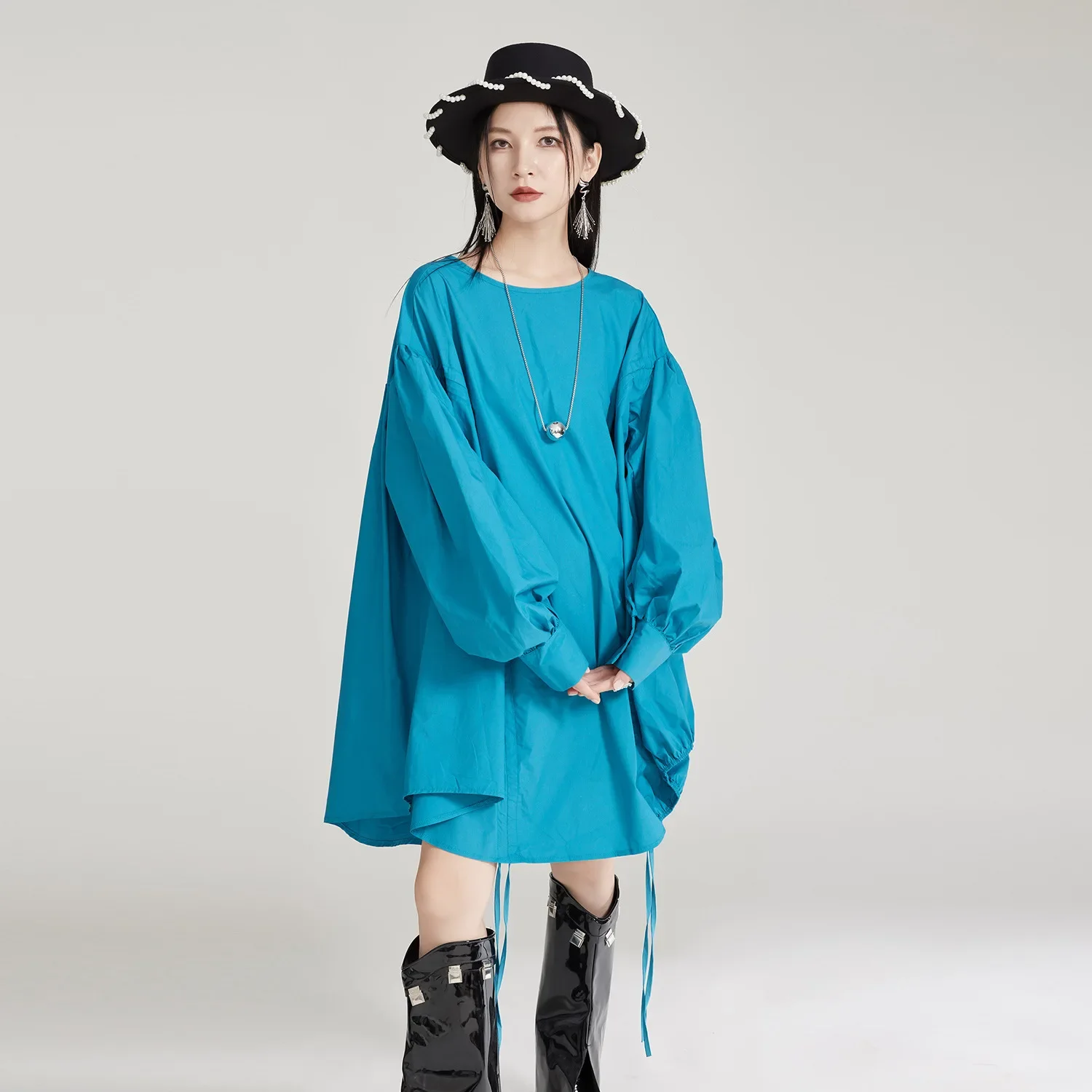 SuperAen оригинальный дизайн платье трапециевидной формы с рукавами-фонариками