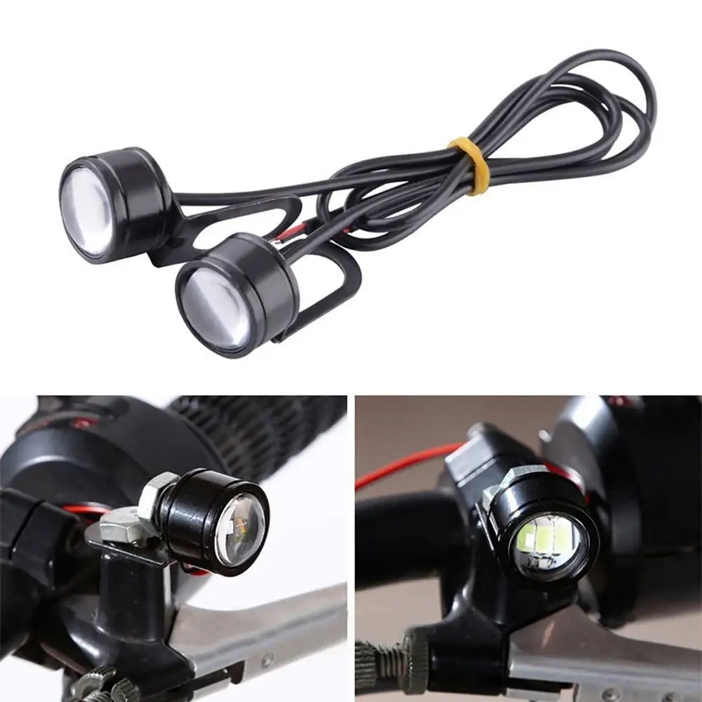 

2pcs 12V Motorcycle Spotlight Headlamp Scooter Eagle Eye LED Night Warning Signal Lamp Aluminum Shell Lamp Motorbike Front Light