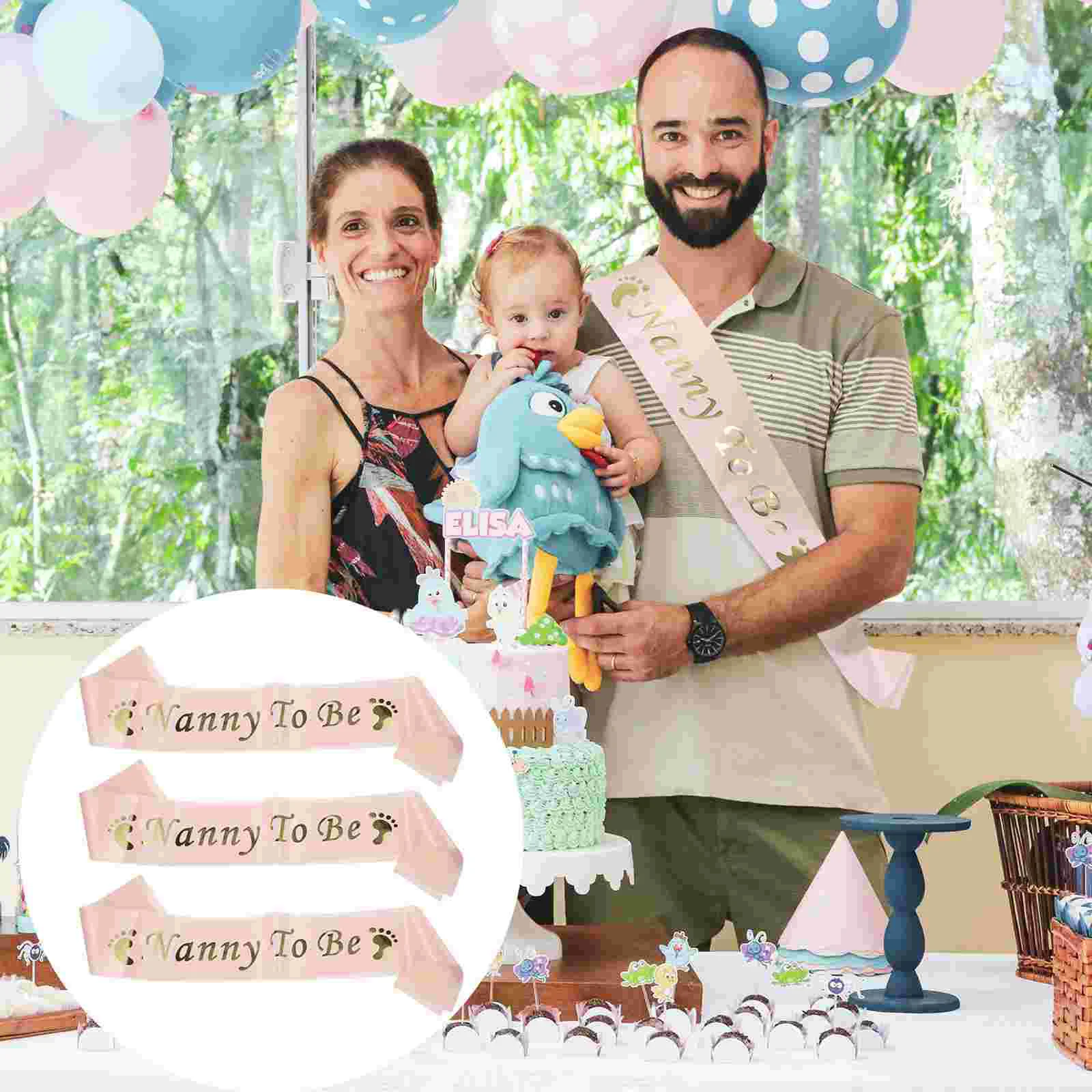 

3 Pcs Baby Shoulder Strap Letter Decor Party Sash Footprint Sashes Princess Etiquette Belt Printing Satin Supply Shower