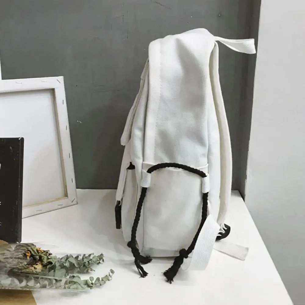 Новый холщовый школьный портфель большой емкости однотонный рюкзак