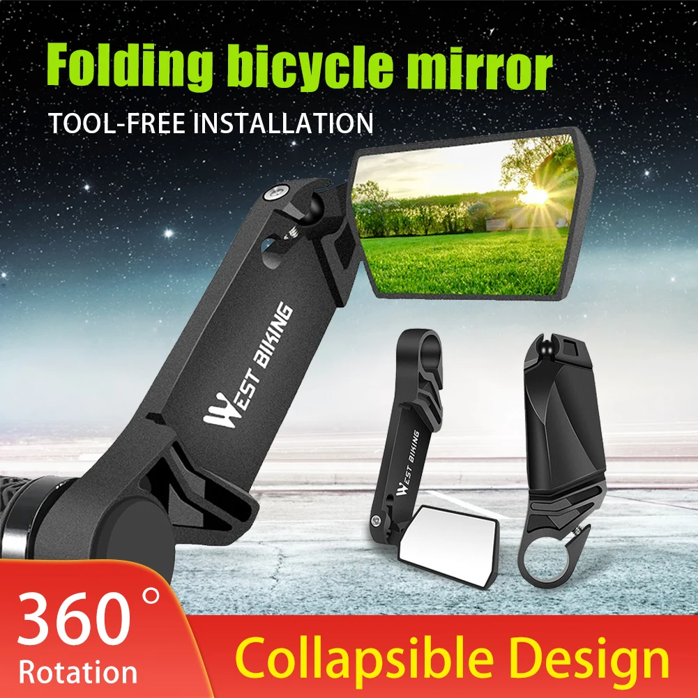 

Bicycle Mirrors For Handlebars Bicycle Rear View Mirror 360 Degrees Rotatable Foldable Bicycle Rear View Glass Mirror For Safety