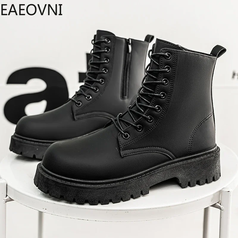 Мужские кожаные ботинки берцы