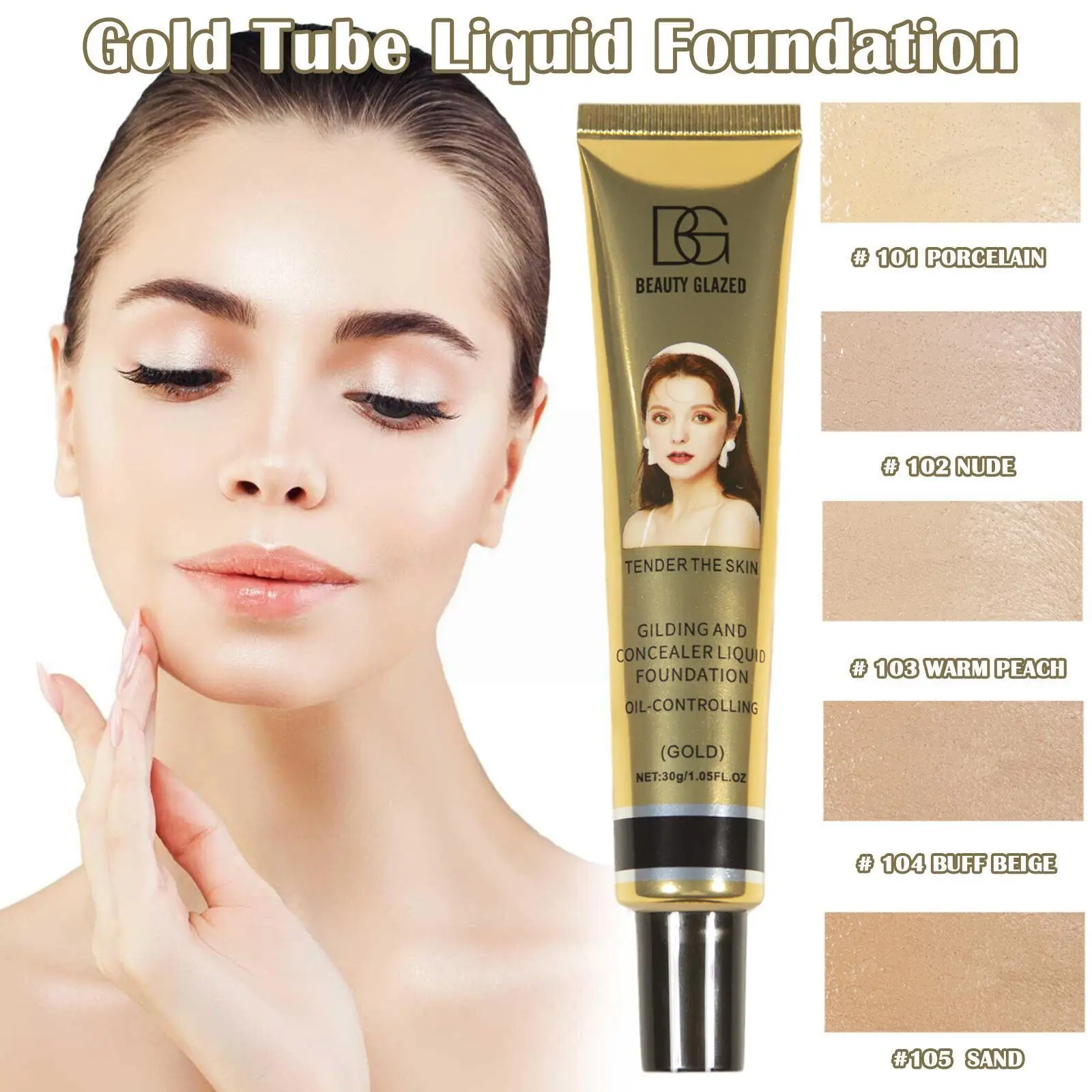 

Liquid Foundation 30ML Base Cream Concealer Long-lasting Control Concealer Waterproof Makeup Professional Facial Soft Oil Z1B6