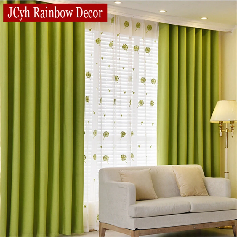 

Thick Solid Blackout Green Curtains For Kids Bedroom Curtain For Living Room Window Curtains Linen Look Blind Drapes Cortina