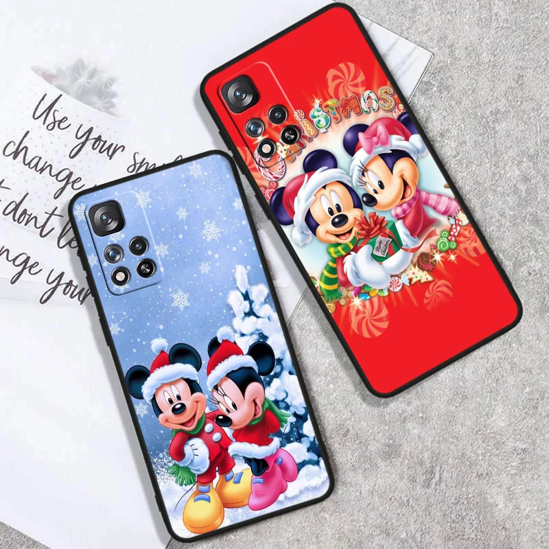 Милый Рождественский чехол с Минни для XiaoMi Redmi Note 11 12 13 S T Pro E ProPlus Turbo 4G цвет черный