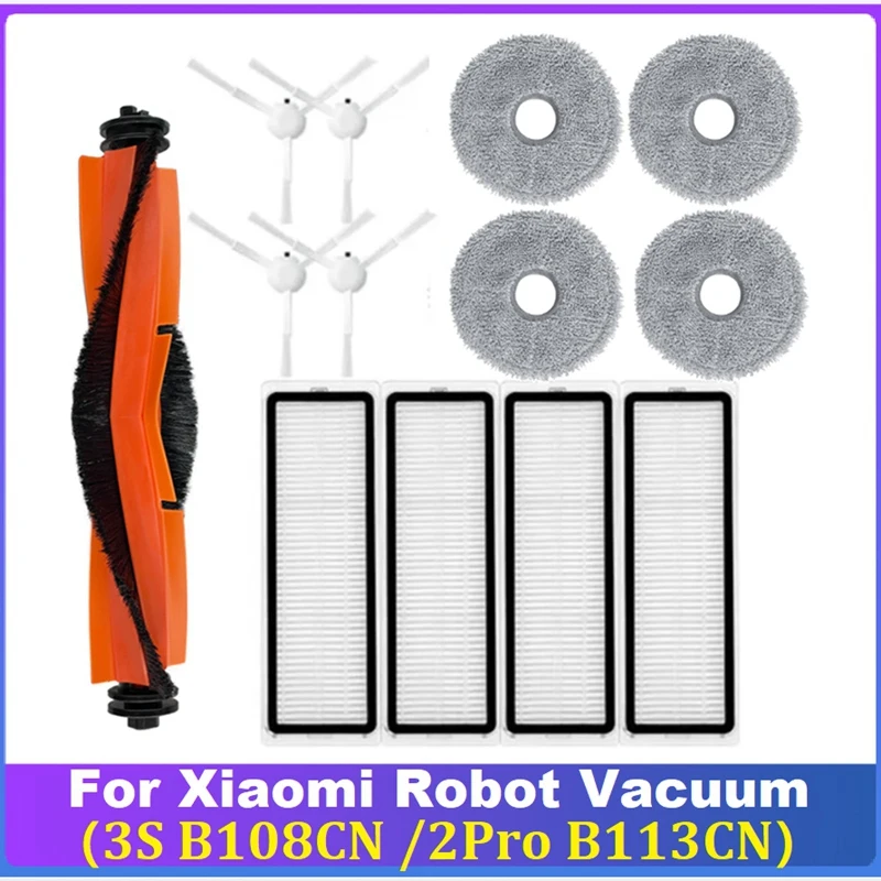 

13PCS Parts Accessories Kit For Xiaomi Robot Vacuum 3S B108CN /2Pro B113CN Vacuum Cleaner Main Side Brush Filter Mop
